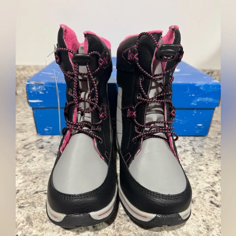 NEW W/ BOX Totes ThermoLite Black / Pink / Gray Winter Snow Boots Size Girls 3M